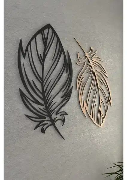 Evdeucuz Kuş Tüyü Ahşap Dekoratif Duvar Dekoru Modena Siyah ile Modern Şıklık