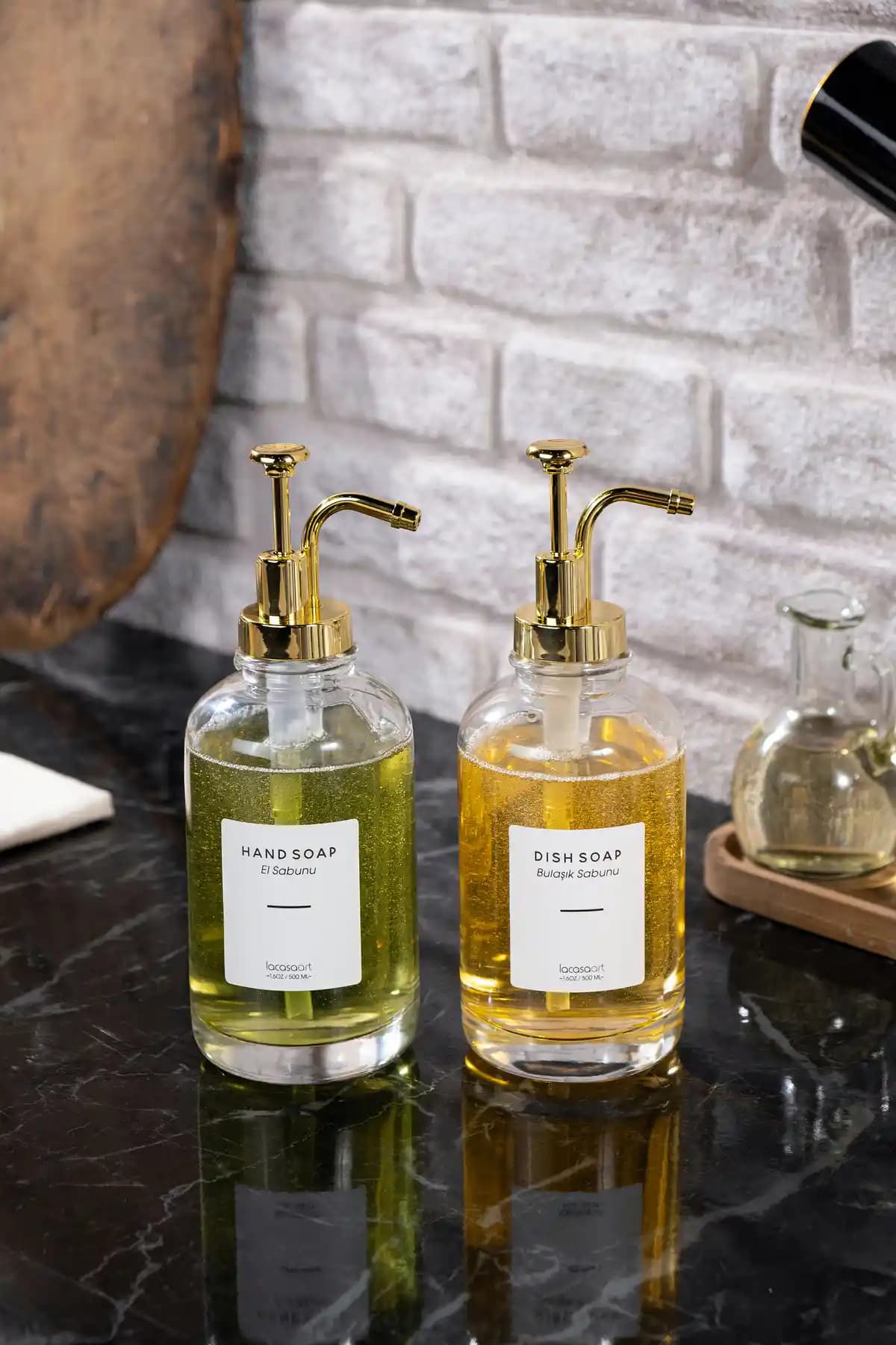La Casa Art 2'li 500 ml Cam Sıvı Sabunluk Seti - Şık ve Fonksiyonel Tasarım