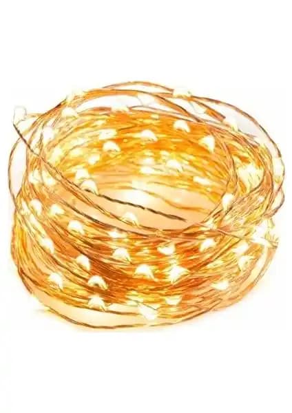 Magic Hobby Peri LED Işık Sarı Pilli 10 m + 50 Mandal ile Dekoratif Aydınlatma