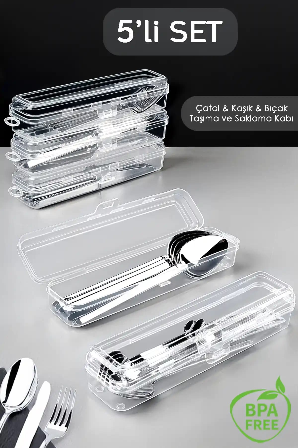 Meleni Home 5'li Çatal Bıçak Kaşık Takımı Saklama Kutusu Seti ile Mutfakta Düzen Sağlayın