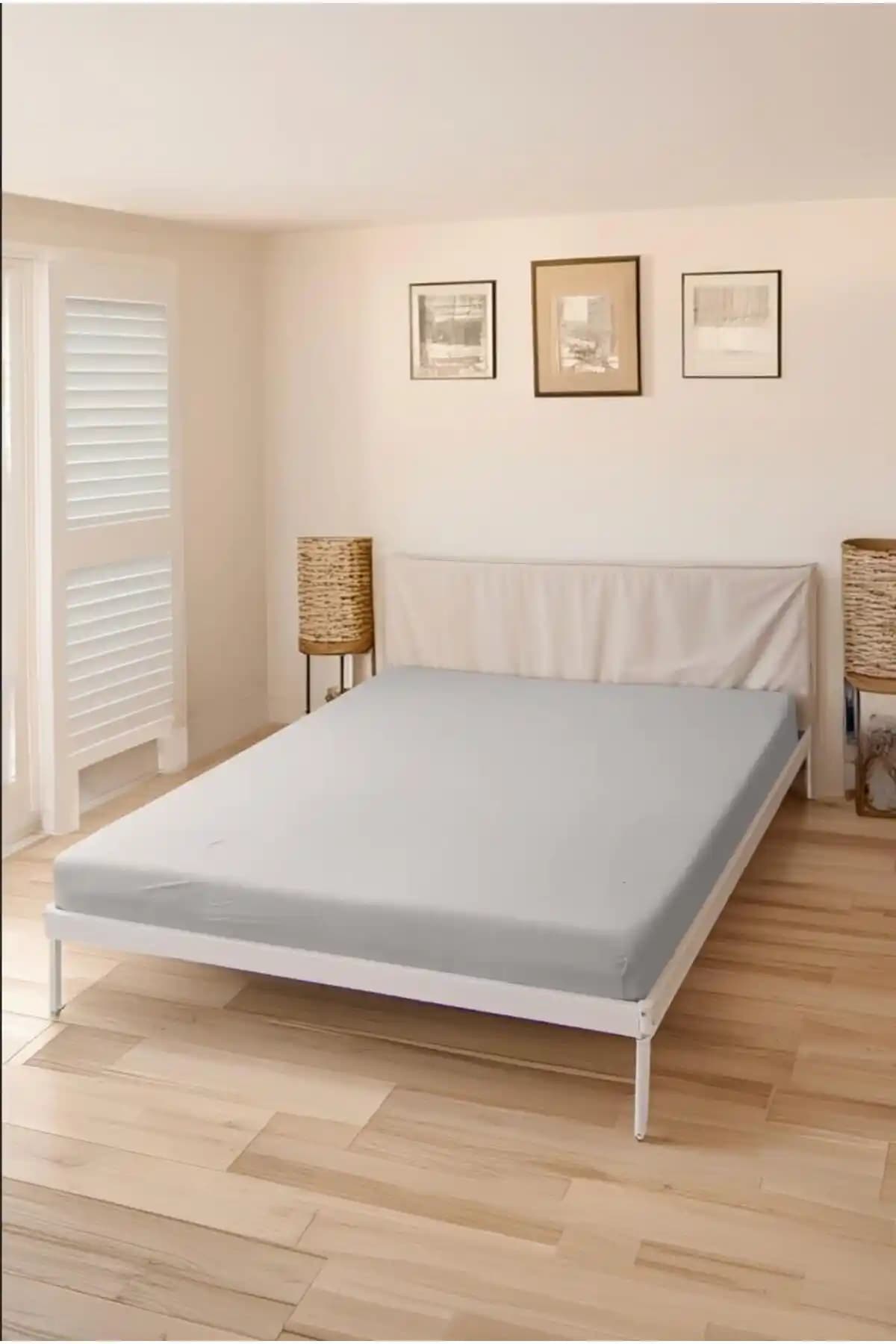 MODA HOME Lastikli Pamuk Penye Çarşaf Gri 180x200 cm Konforlu ve Dayanıklı