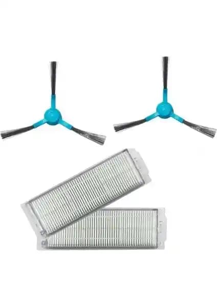 Viomi Mop Pro ve V2-V3 Uyumlu 2'li HEPA Filtre ve Mavi Yan Fırça Seti