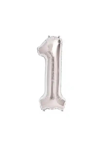 Partici 1 Gümüş Rakam Folyo Balon ve Patlağı Gitti Siyah Rakam Balon Karşılaştırması