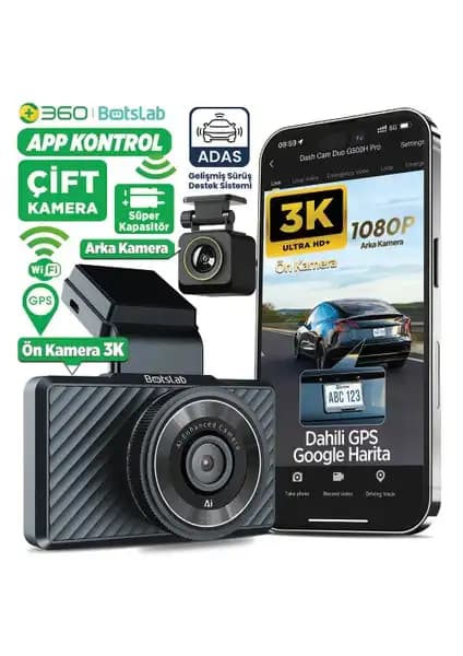 360 Botslab G500H Pro Araç İçi Kamera Sistemi Gelişmiş Güvenlik ve Kayıt Özellikleri