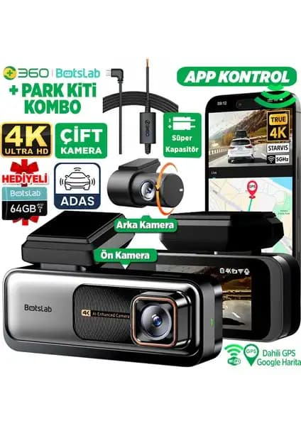 360 Botslab G980H Pro ADAS Yüksek Çözünürlüklü Araç İçi Kamera Sistemi