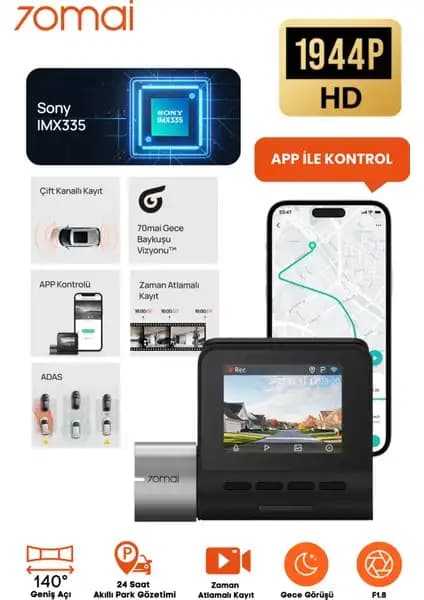 70MAI A500 S Pro Plus Dahili GPS ve HDR Teknolojili Araç Kamerası Detayları