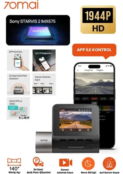 70MAI Dash Cam A510: Yüksek Çözünürlüklü ve Kolay Kullanımlı Araç Kamerası
