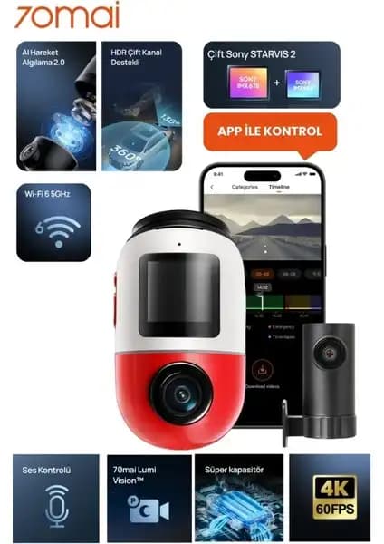 70MAI Dash Cam Omni X800-2: Yüksek Çözünürlük ve Gelişmiş Güvenlik Özellikleriyle Araç Kamerası