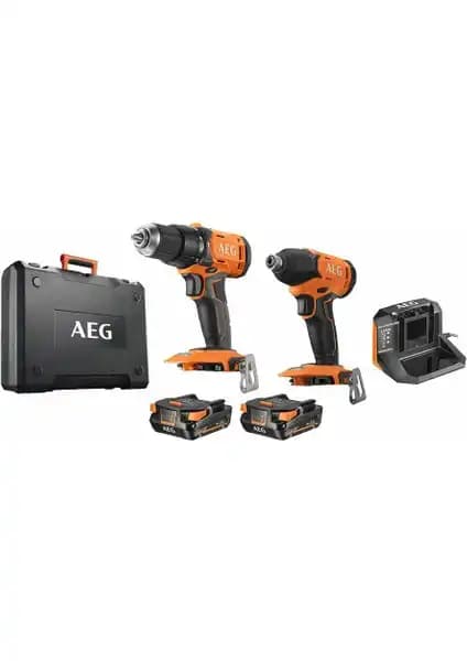 AEG JP18I2-202C Brushed Twin Pack: Yüksek Performanslı 18V Darbeli Matkap Seti