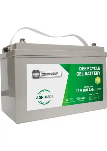 Agromot 12V 100 Ah Jel Akü: Yüksek Performanslı Derin Deşarj Nano Karbon Batarya