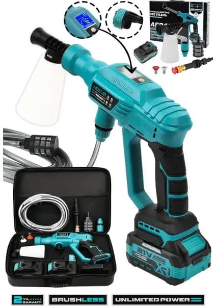 Assur 21V Kömürsüz Motor Yüksek Basınçlı Akülü Oto Yıkama Makinesi ve Özellikleri