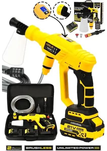 Assur 21V Kömürsüz Motorlu Yüksek Basınçlı Akülü Oto Yıkama Makinesi İncelemesi