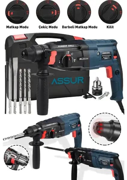 Assur Profesyonel Metal Şanzıman Kırıcı Delici Hilti Darbeli Matkap İnşaat ve Tamirat İşleri İçin