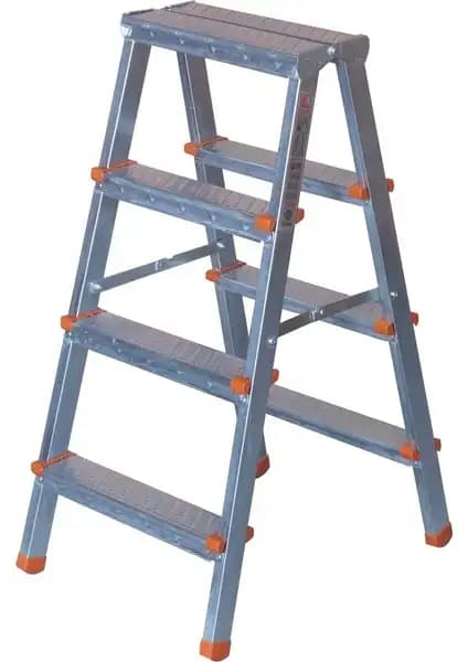 Asvera Çift Çıkışlı Galvanizli Merdiven 4+4 Basamak Güvenlik ve Estetik İçin Uygun