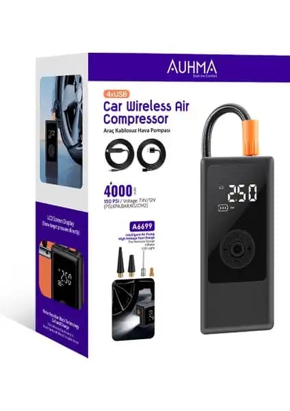 Auhma A6699 Kablosuz Dijital Araç Hava Kompresörü Özellikleri ve Kullanım Avantajları
