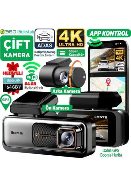 Botslab 360+ G980H Pro ADAS Araç İçi Kamera: Yüksek Çözünürlük ve Güvenlik Özellikleri