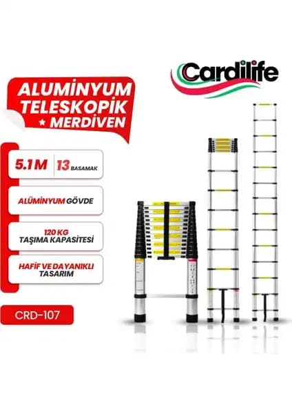 Cardilife Teleskopik Alüminyum Merdiven: Çok Yönlü ve Güvenilir Taşıma Çözümü