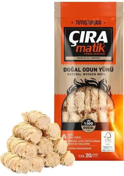 Çıramatik 20'li Doğal Odun Yünü Tutuşturucusu ile Çevre Dostu Isınma ve Mangal Keyfi