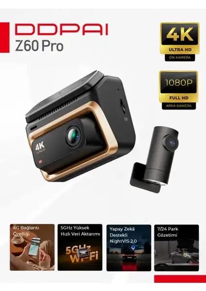 Ddpai Ddpaı Z60 Pro Dual Araç İçi Kamera Güvenlik ve Bağlantı Çözümleri