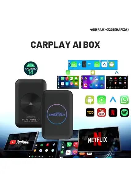 Embatech Carplay AI Box: Yüksek Performanslı Araç İçi Multimedya Çözümü