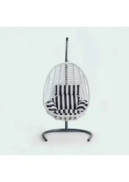 Eymense Cosmo Rattan Salıncak Beyaz Zebra Oturum - Estetik ve Konforlu Dış Mekan Mobilyası
