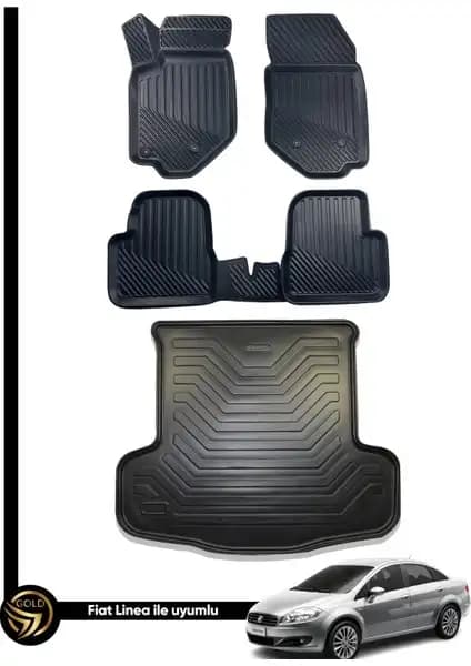 Fiat Linea İç ve Dış Koruma İçin 3D Havuzlu Oto Paspas ve Bagaj Seti Üstün Tasarım