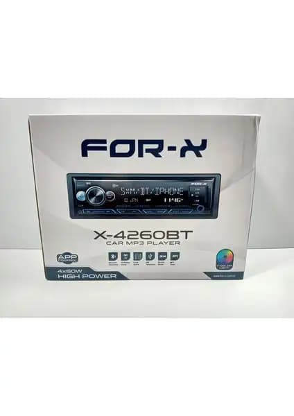 For-x X-4260BT 4X60W Bluetooth Otomobil Teybi Yüksek Ses Gücü ve Çok Renkli Ekran Özellikleriyle