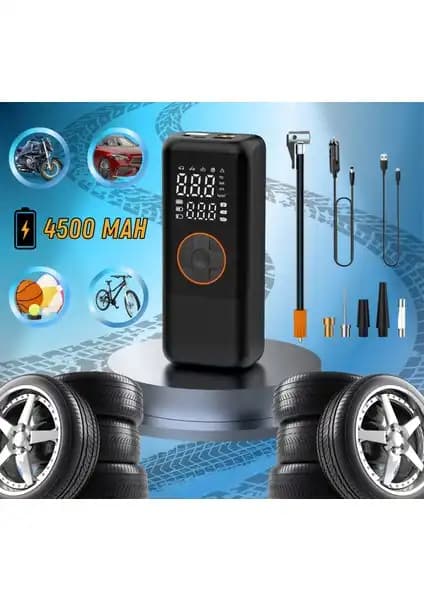 Matechno 4500 mAh Şarjlı Taşınabilir Hava Pompası ile Lastik ve Spor Malzemelerini Hızla Şişirin