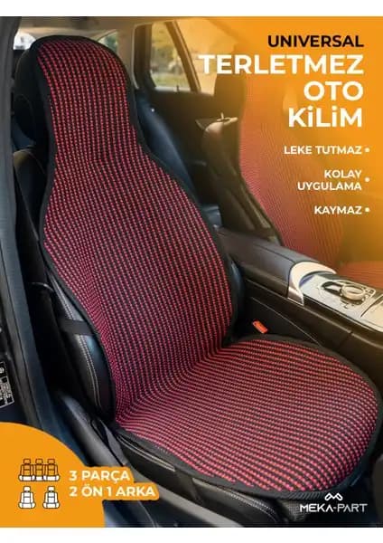 Meka Part Kırmızı Çizgili Terletmez Koltuk Koruyucu Kılıfı Konfor ve Estetik Birlikteliği