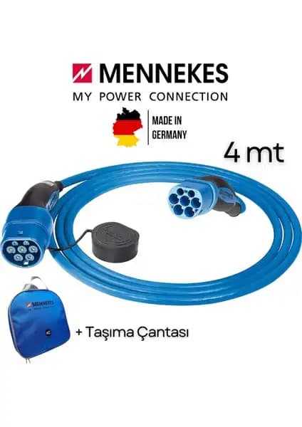 Mennekes 22KW Tip2 Elektrikli Araç Şarj Kablosu 4 Metre Güçlü ve Dayanıklı Tasarım