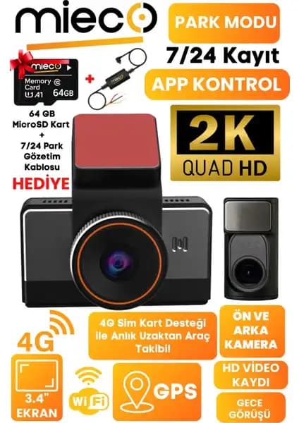 Mieco G4 2K QHD Araç Kamerası Güvenlik ve İzleme Çözümleri