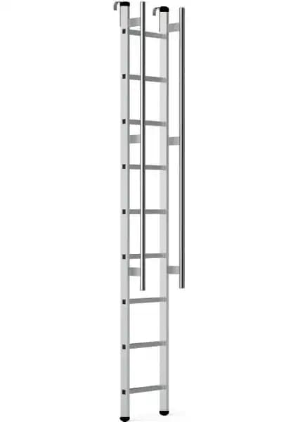 Narvon 2.5 Metre Korkuluklu Kancalı Alüminyum Merdiven Endüstriyel Güvenlik ve Dayanıklılık