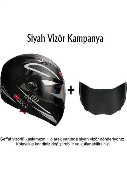 NCR Çene Açılır Kask Ekstra Yedek Siyah Cam ile Güvenli ve Konforlu Sürüş Deneyimi