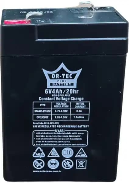 Or-Tec 6V 4Ah Siyah Kuru Akü Güç ve Güvenilirlik İçin Tasarlandı