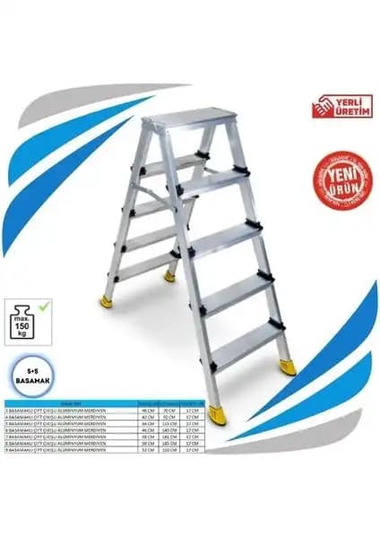 Sözbir 5+5 Gold Çift Çıkışlı Alüminyum Merdiven: Dayanıklı ve Kullanışlı Tasarım