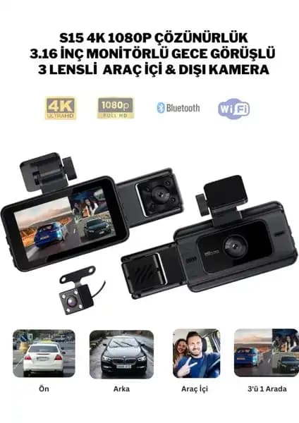 Teknotopia 4K 3 Kanallı Araç İçi Kamera Güvenlik ve Konfor İçin Yüksek Çözünürlükli Çözüm