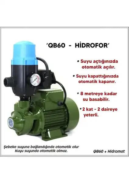 Uğur Paket Hidrofor QB60 Otomatik Su Pompası: Güçlü ve Dayanıklı Su Temini Çözümü