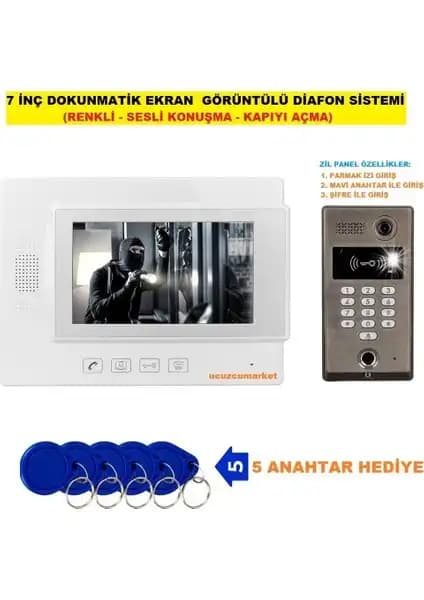 Uygun Markett 7 İnç Dokunmatik Ekran Görüntülü Diafon Sistemi Güvenlik ve İletişim Çözümü
