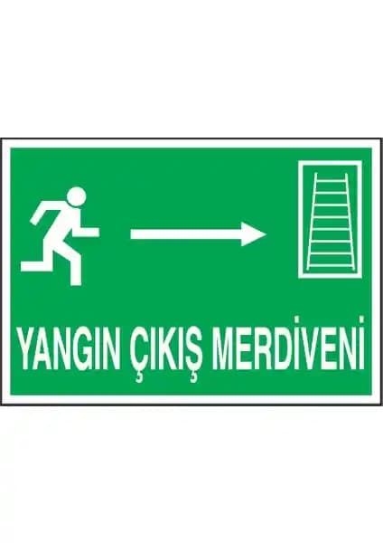 Yangın Çıkış Merdiveni Sağ Yön Ok Uyarı Levhası Güvenlik ve İşlevsellik Açısından İnceleme